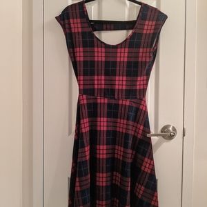 Navy and red skater dress